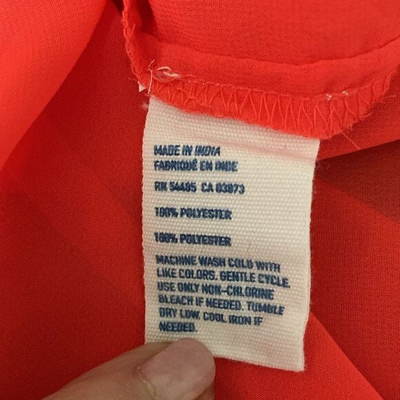 American Eagle Outfitters Long Sleeve Semi Sheer Neon Orange Blouse. Size Large. - Picture 6 of 6